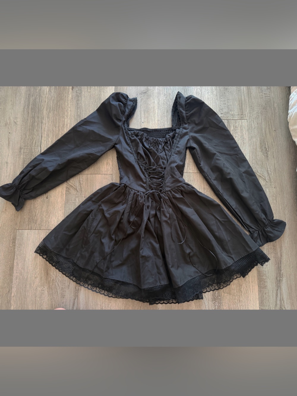 Women’s Black Lace-Trim Babydoll Dress